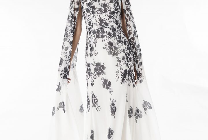 vestido largo blanco y negro mujer elegante