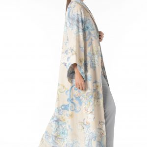kimono lino largo mujer elegante estilo japonés