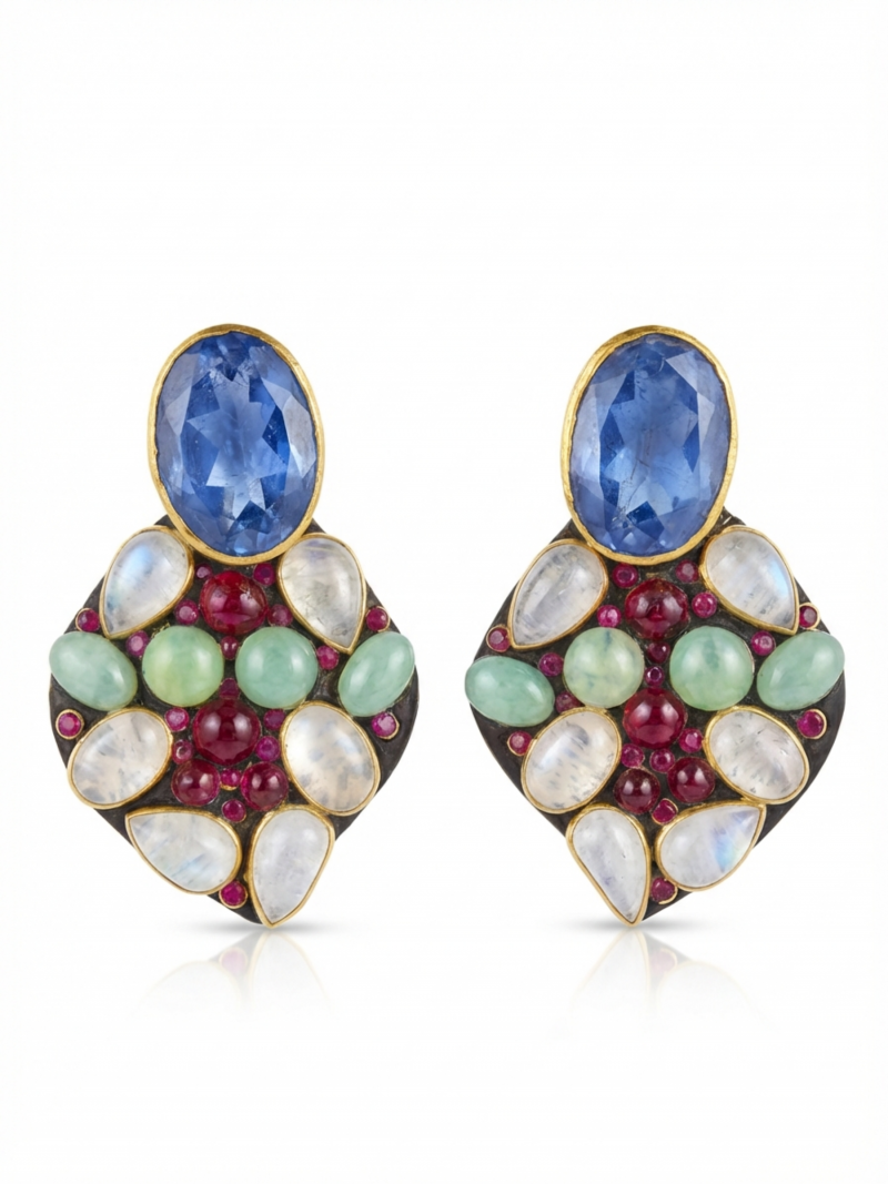 Pendientes Artesanales de Gemas Naturales Multicolor