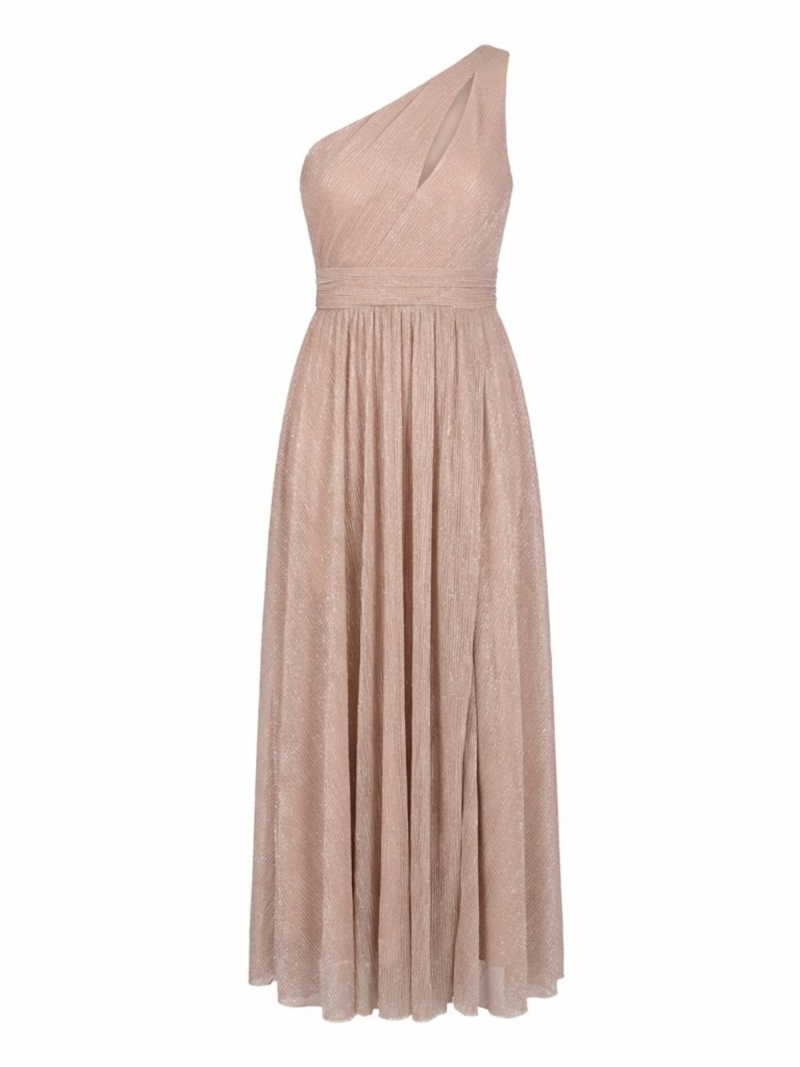 Vestido Largo Asimétrico Nude