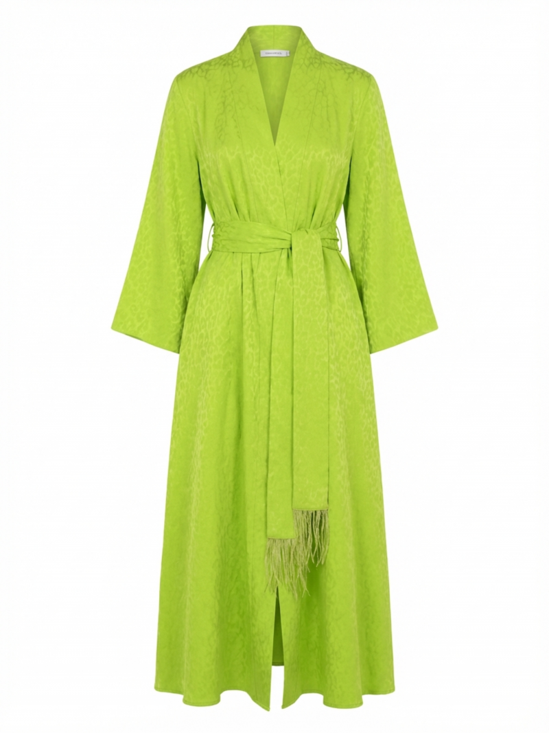 Kimono Largo Verde Lima con Cinturón