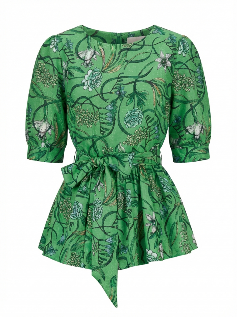 Blusa Peplum Verde Floral