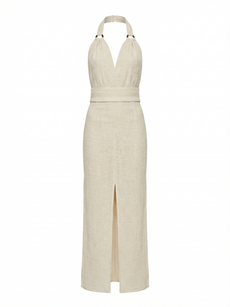 Vestido largo halter de algodón
