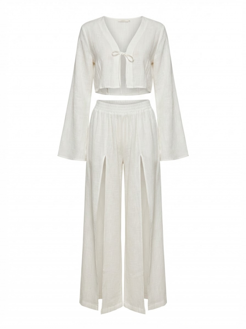 Conjunto ligero de algodón con lazada