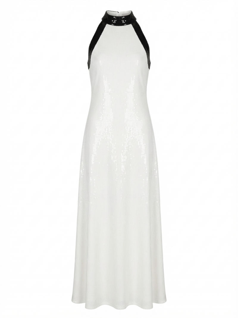 Vestido Largo Halter Lentejuela Mate – Made to Order