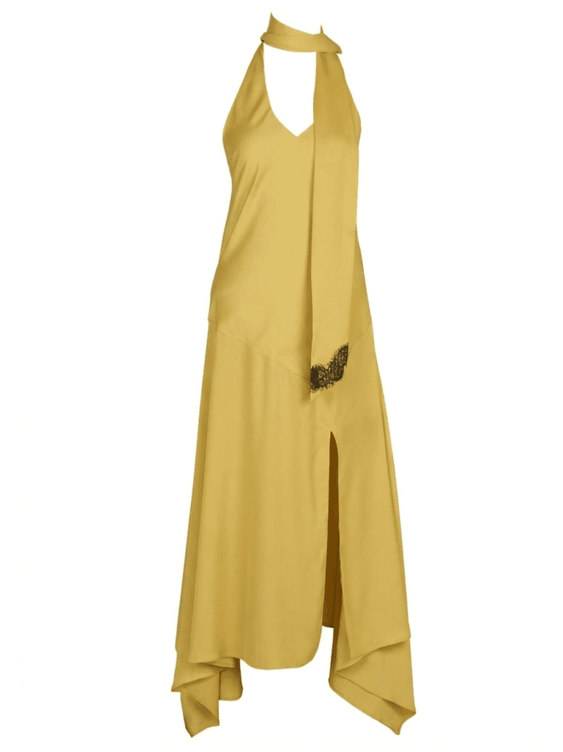 Vestido Halter Largo Asimétrico