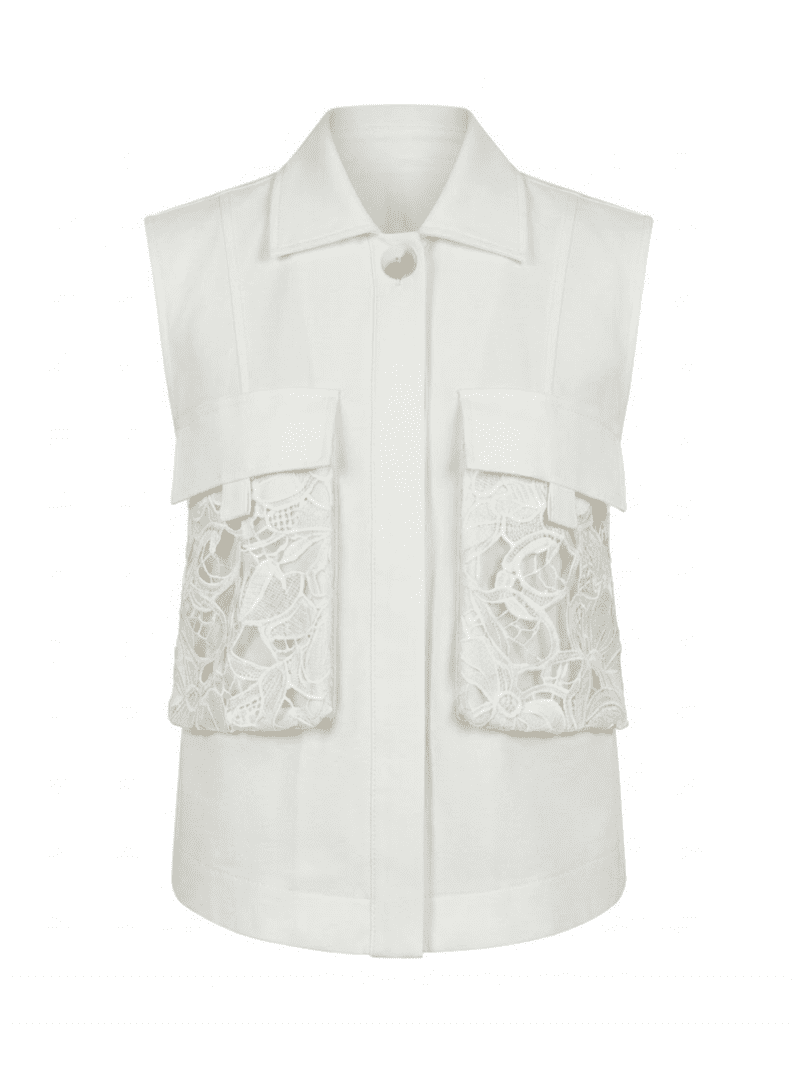 Chaleco Punto Apliques Guipur